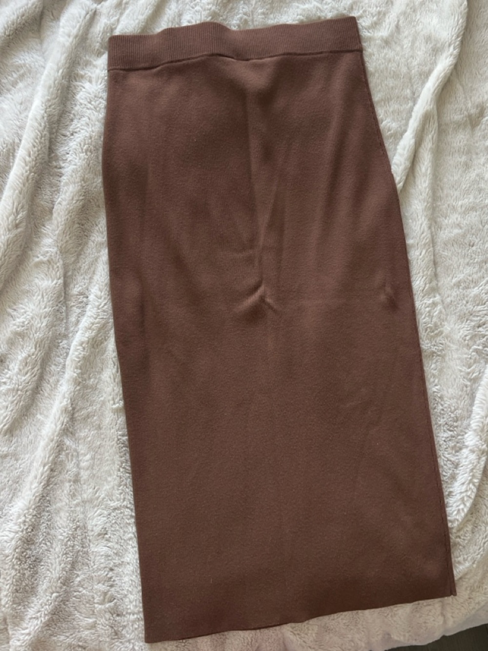 Sleek Brown Knit Pencil Skirt